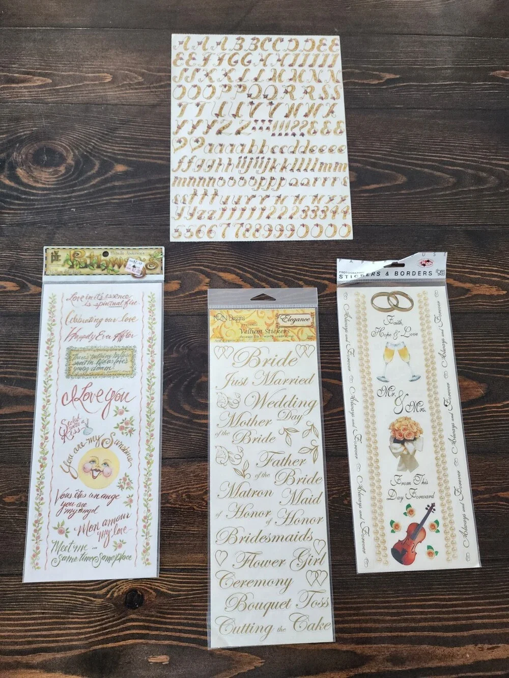 Scrapbooking Stickers Lot WEDDING Love Moon Jumbo Sheets New Vintage Retired #22